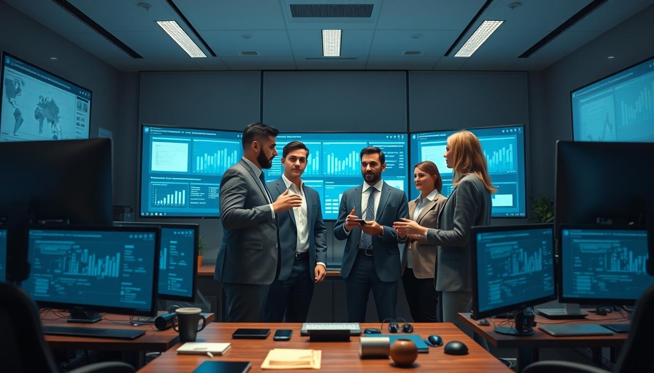 AI software company team and business technology strategy